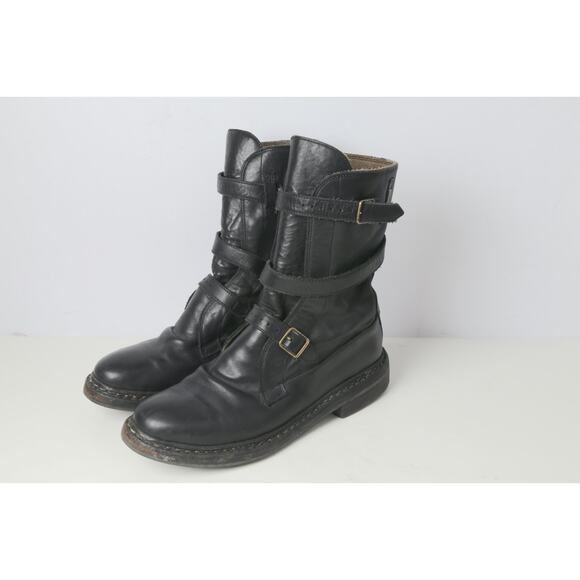 BURBERRY Woman's Boots Black Leather Blanchard Ankle Straps Moto Biker Size 36 - Picture 9 of 16